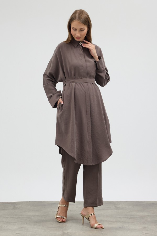 Modal Cupra Tunic and Pants Set - Mink