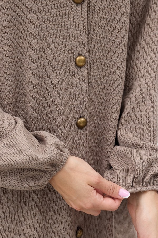 Long Tunic and Trousers Knitted Set - Mink