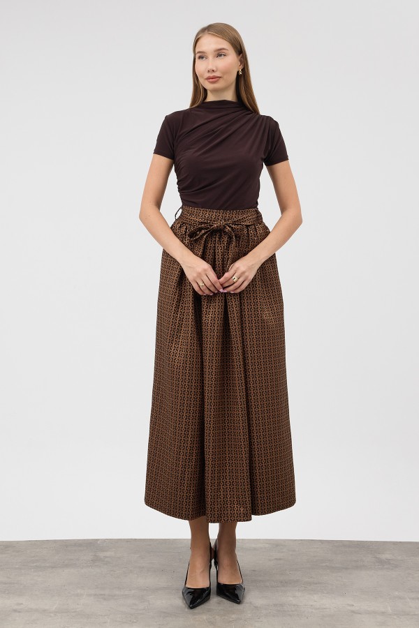 Matilda Jacquard Skirt - Camel