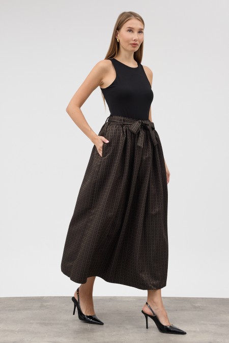 Matilda Jacquard Skirt - Khaki