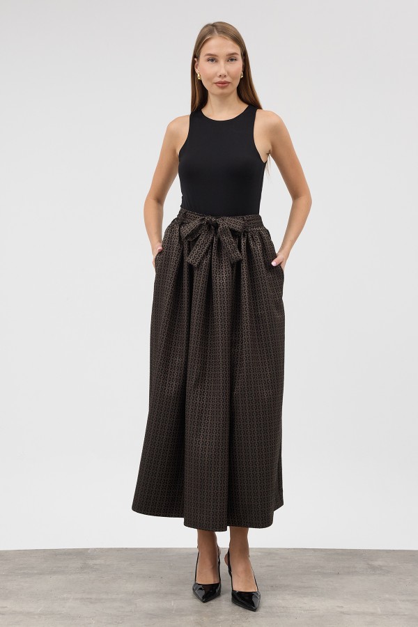 Matilda Jacquard Skirt - Khaki