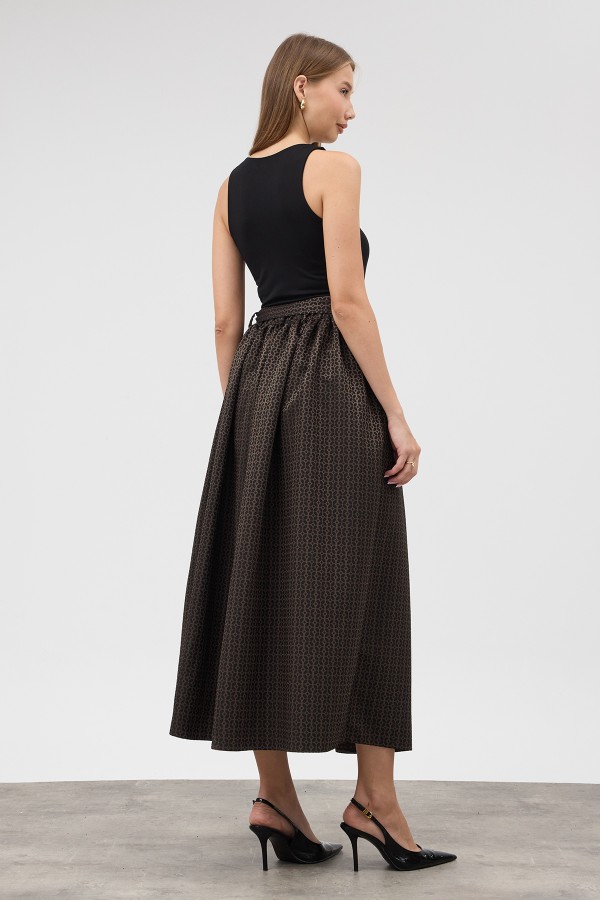 Matilda Jacquard Skirt - Khaki