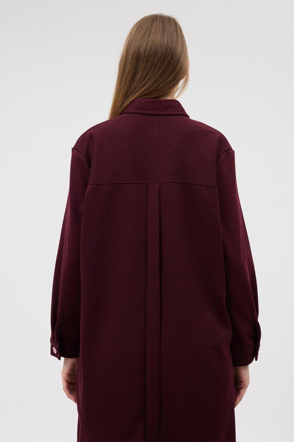 Knitted Shirt and Trousers Set - Burgundy