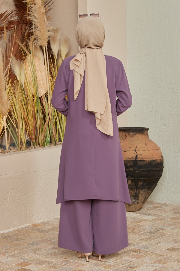 Chain Tunic Pants Set - Lilac