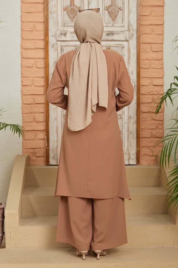 Chain Tunic Pants Set - Camel