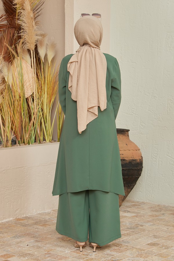 Zincirli Tunik Pantolon Takım - Zümrüt