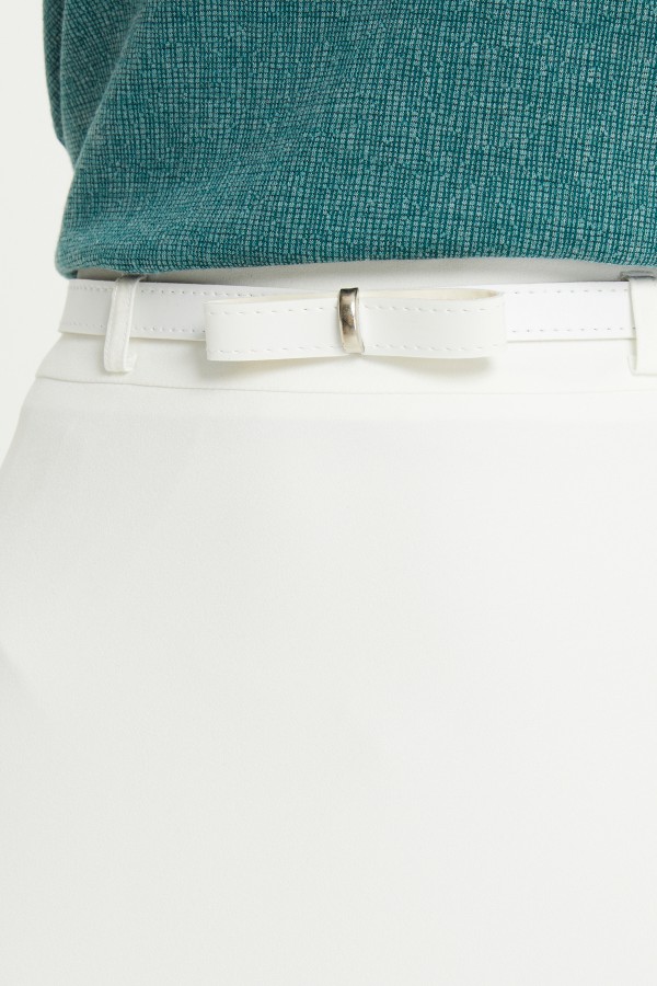 Volanlı Kemerli Etek - Ekru Volanlı Kemerli Etek - Ekru