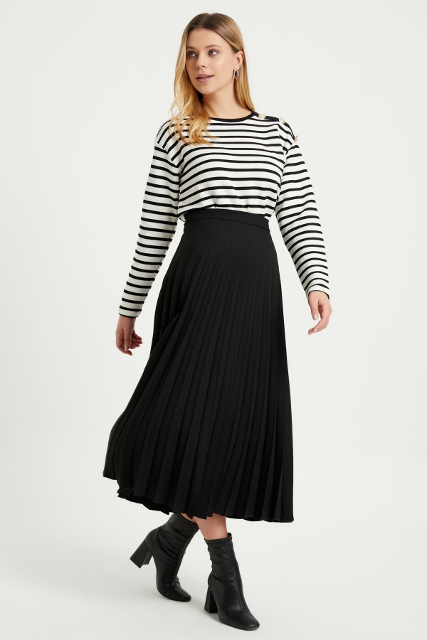 Piliseli Basic Etek - Siyah