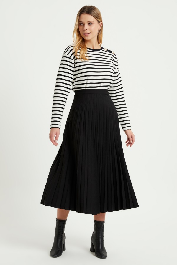 Piliseli Basic Etek - Siyah