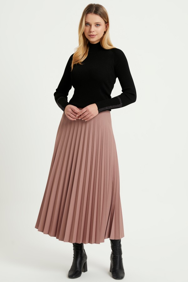 Piliseli Basic Etek - Vizon