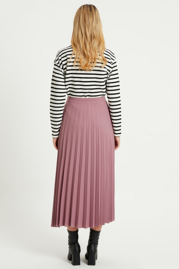 Piliseli Basic Etek - Gül Kurusu