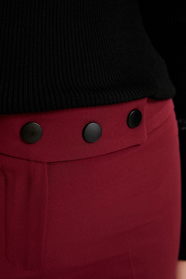 Geniş Paça 3 Çıtlı Pantolon - Mürdüm