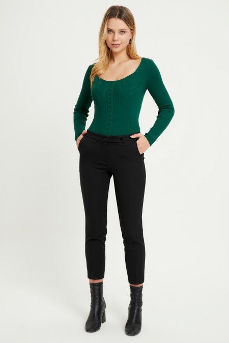 Cigarette 3 Snap Trousers - Black