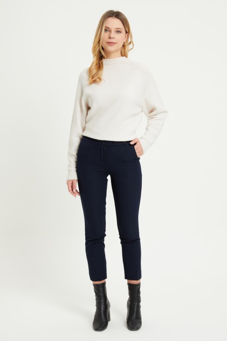 Cigarette 3 Snap Trousers - Navy Blue