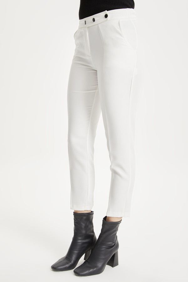 Cigarette 3 Çıtlı Pantolon - Ekru