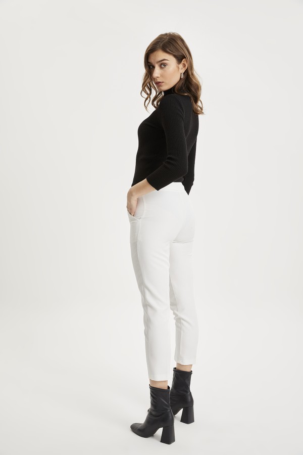 Cigarette 3 Çıtlı Pantolon - Ekru