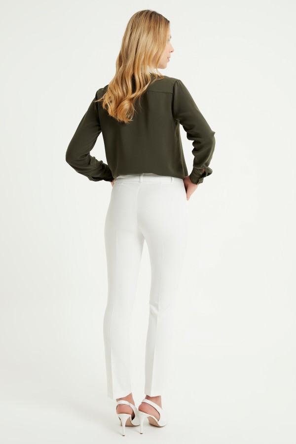 Yüksek Bel Pantolon - Ekru