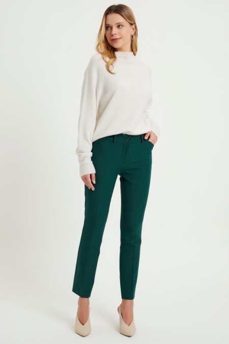 High Waist Trousers - Emerald
