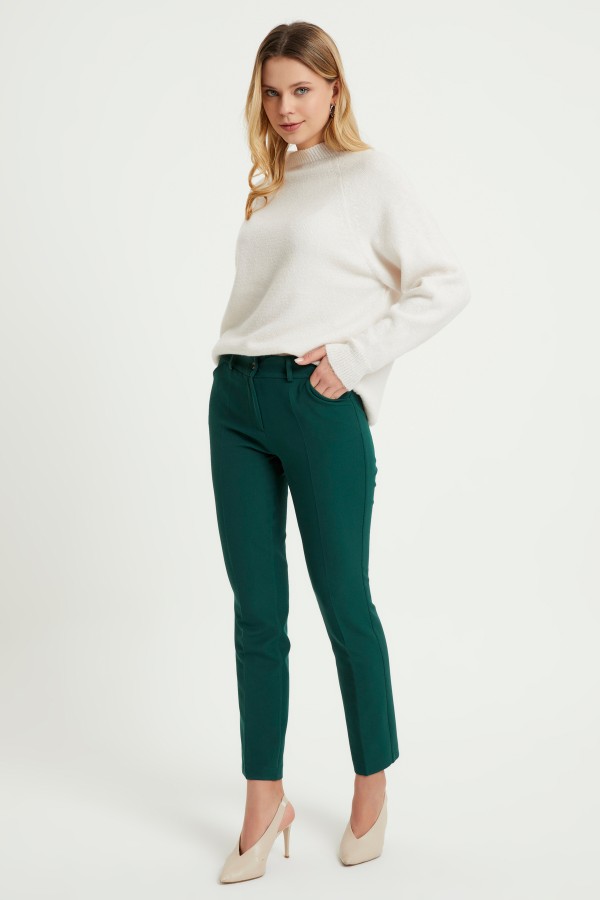 High Waist Trousers - Emerald