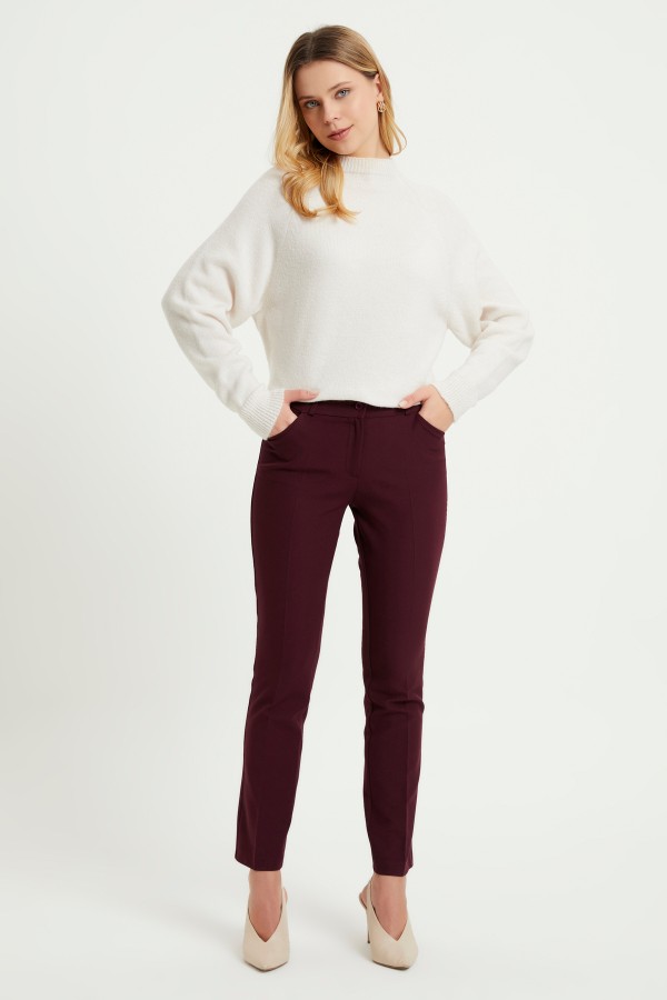 Yüksek Bel Pantolon - Mürdüm