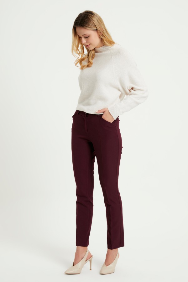 Yüksek Bel Pantolon - Mürdüm