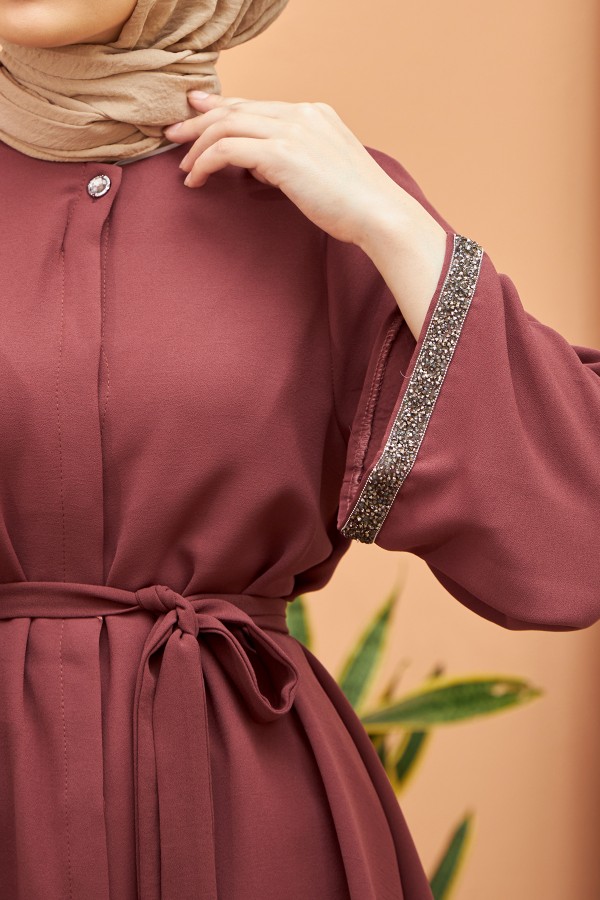 İspanyol Paça Pantolon Tunik Takım - Gül Kurusu