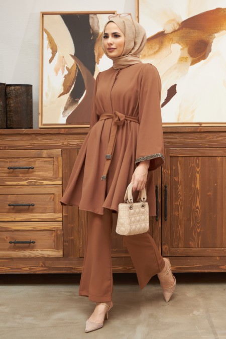 İspanyol Paça Pantolon Tunik Takım - Camel İspanyol Paça Pantolon Tunik Takım - Camel