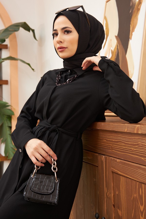 Zincir Kolyeli Takım - Siyah