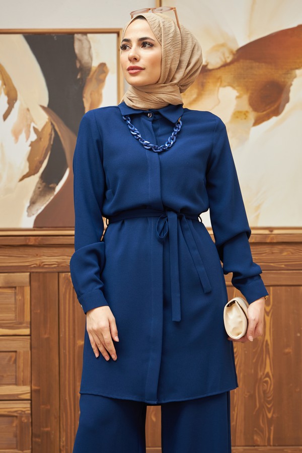 Zincir Kolyeli Takım - İndigo