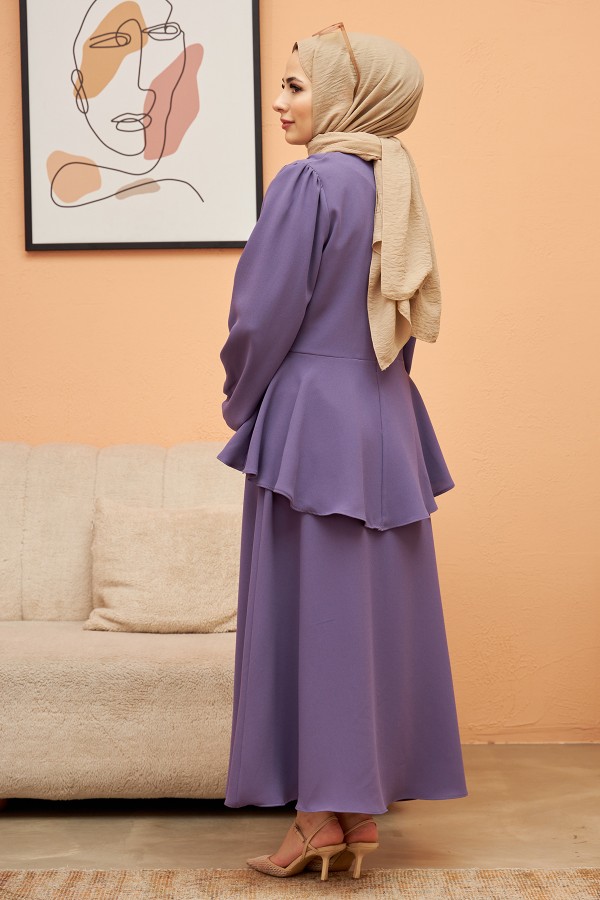 Button Front Skirt Suit - Lilac