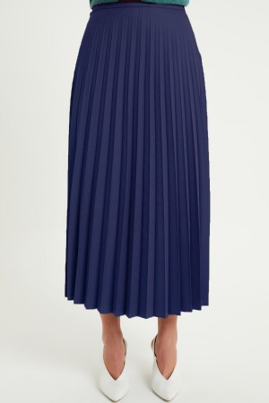 Pleated Basic Skirt - Indigo