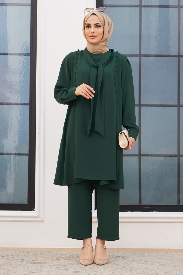 Fular Yaka İkili Takım - Zümrüt
