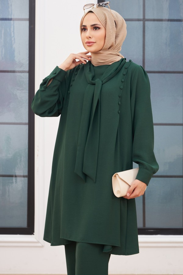 Fular Yaka İkili Takım - Zümrüt