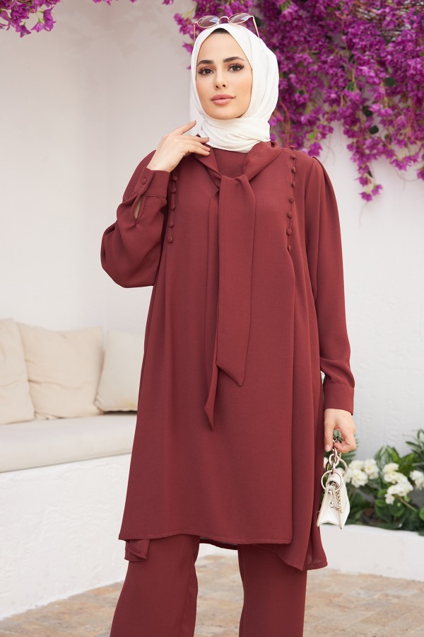 Foulard Collar Double Suit - Dried Rose Foulard Collar Double Suit - Dried Rose