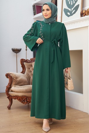 Rhinestone Abaya - Emerald