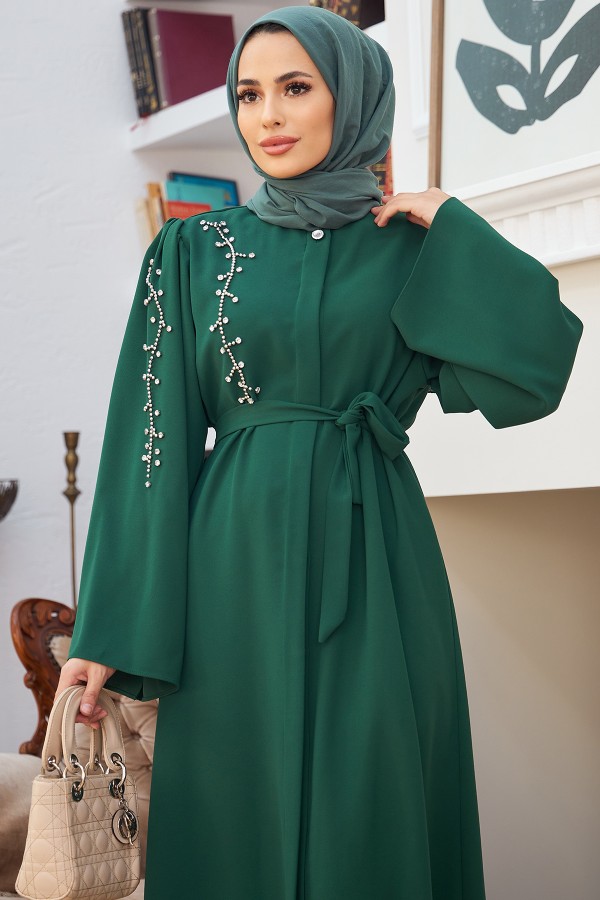Rhinestone Abaya - Emerald Rhinestone Abaya - Emerald
