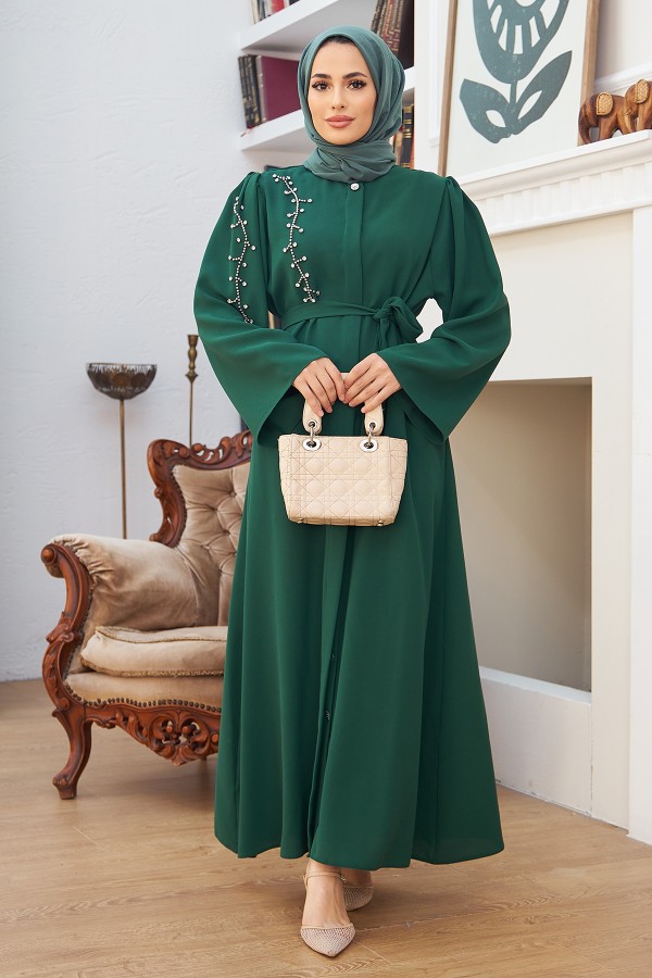 Rhinestone Abaya - Emerald Rhinestone Abaya - Emerald