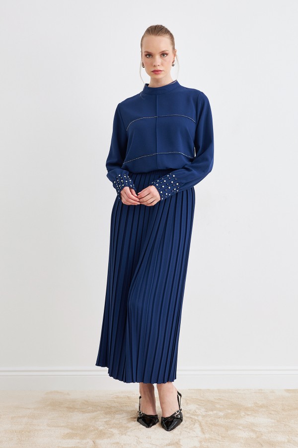 Arin Pleated Two Piece Suit - Indigo Arin Pleated Two Piece Suit - Indigo