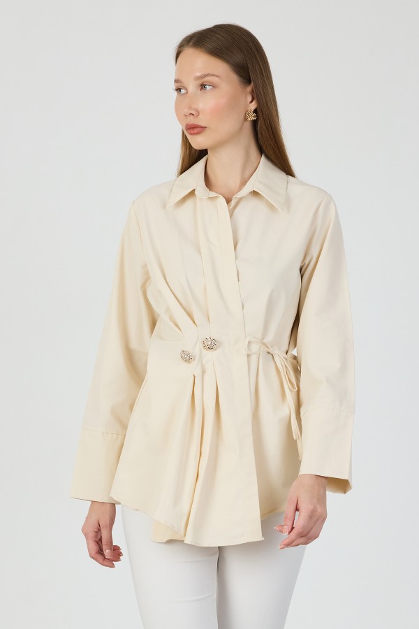 Tie-up Terikoton Shirt - Beige Tie-up Terikoton Shirt - Beige