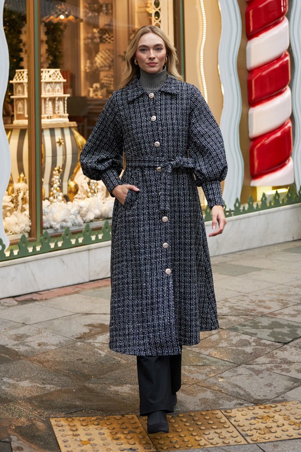Balloon Sleeve Belted Coat - Black Balloon Sleeve Belted Coat - Black