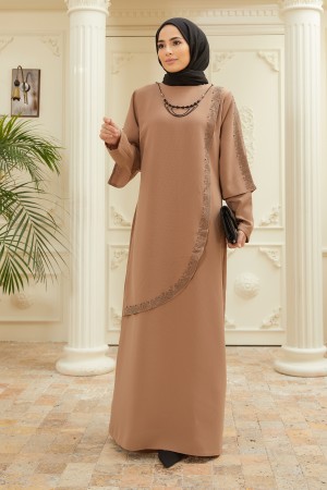 Hürrem Plus Size Evening Dress - Mink Hürrem Plus Size Evening Dress - Mink
