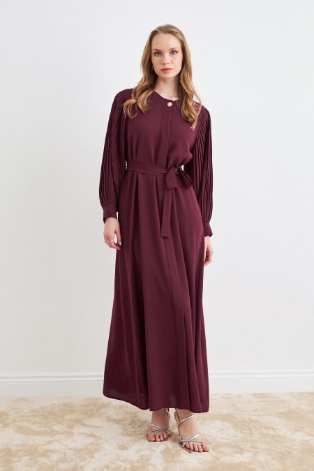 Kolları Piliseli Abaya - Bordo