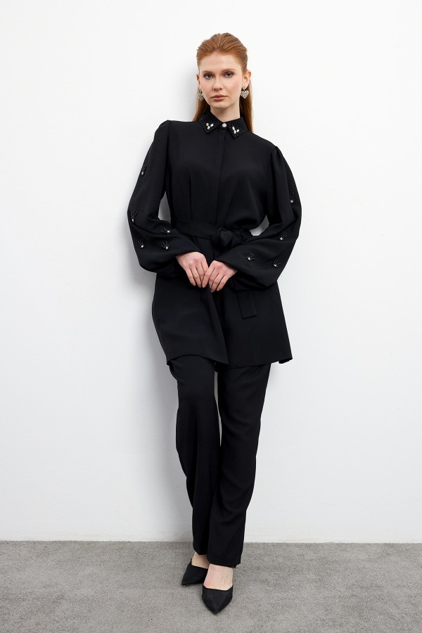 Leora Tunik Pantolon Takım - Siyah