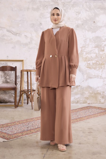 Linda Ceket Pantolon Takım - Camel