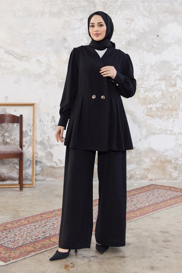 Linda Ceket Pantolon Takım - Siyah