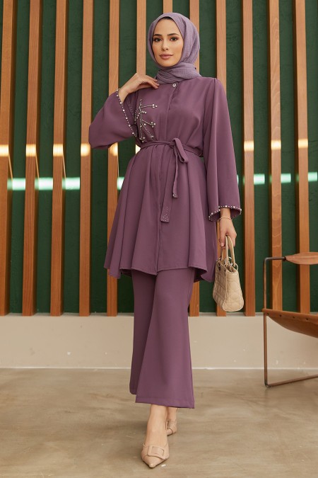 Luna Stone Embroidered Set - Lilac