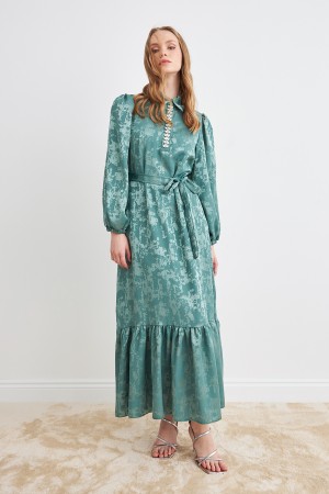 Mayra Stone Jacquard Dress - Mint