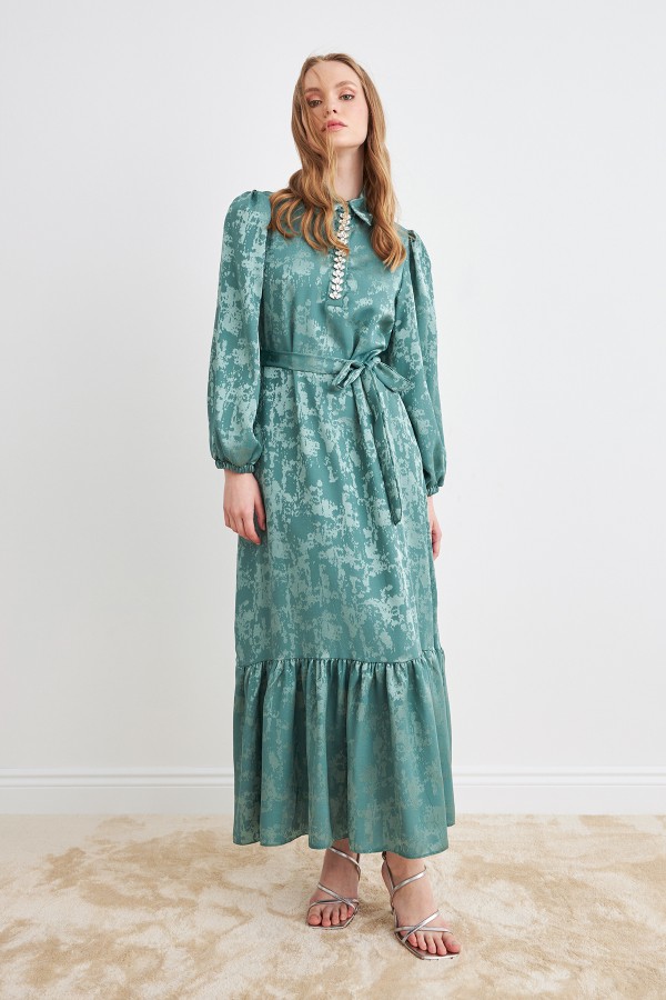 Mayra Stone Jacquard Dress - Mint