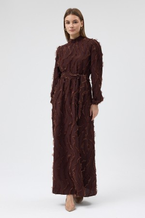 Miori Textured Dress - Coffee Miori Textured Dress - Coffee