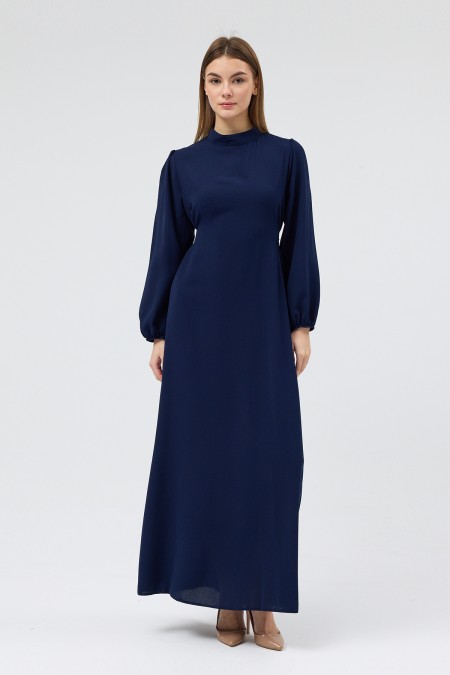 Nevra Belted Dress - Navy Blue